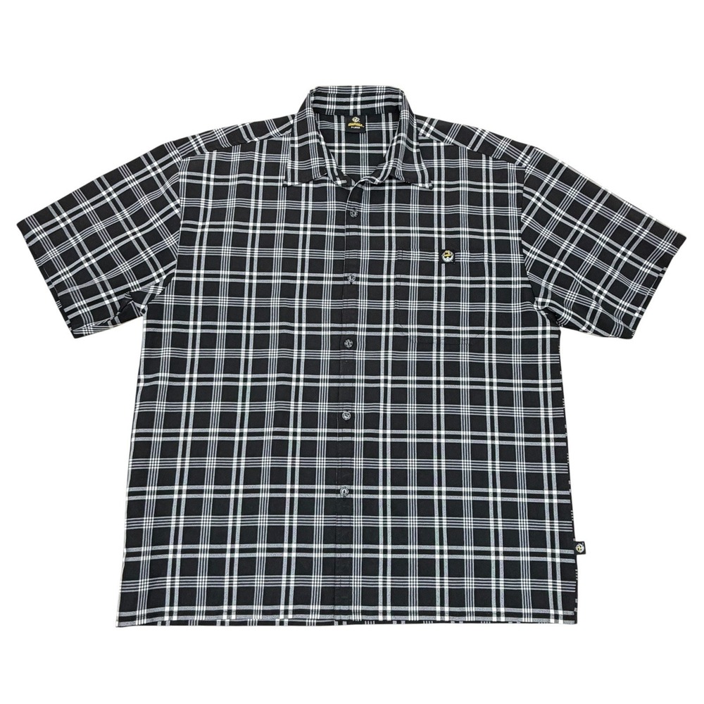 Lowrider Shirt Mens XL Black White Plaid Button Up Short Sleeve Cholo Streetwear